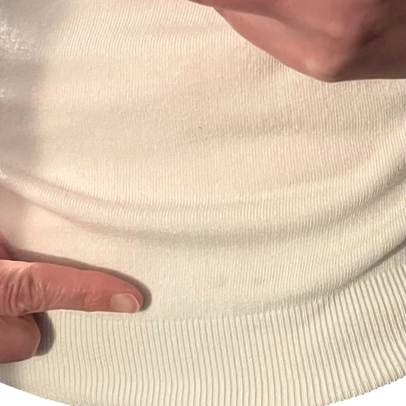 Zara Knit White and Navy Sweater Crew Neck Women’s Size Large Gold Buttons - Picture 8 of 8